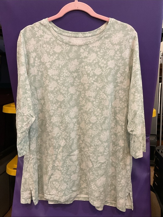 Lands' End Tops - Lands’ End Mint Green Floral 3/4 Sleeve Tunic Top — Size 1X Excellent Condition